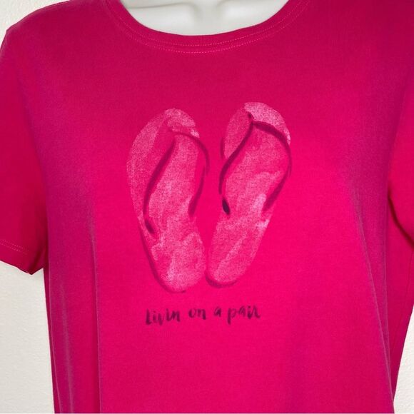 Life Is Good Crusher Tee Livin On A Pair Pink Flip Flop T Shirt Womens Medium - Picture 3 of 12